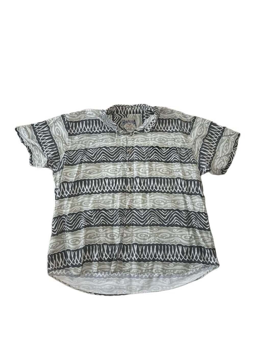 Himalaya Outfitters Men's 2X Big Short Sleeve Geometric Print Button Up Shirt